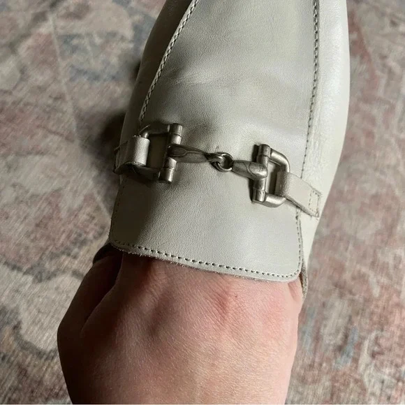 Ivory Leather Mule Loafer Slides Enzo Testoni Size 8 39 Quiet Luxury Preppy - Picture 6 of 13